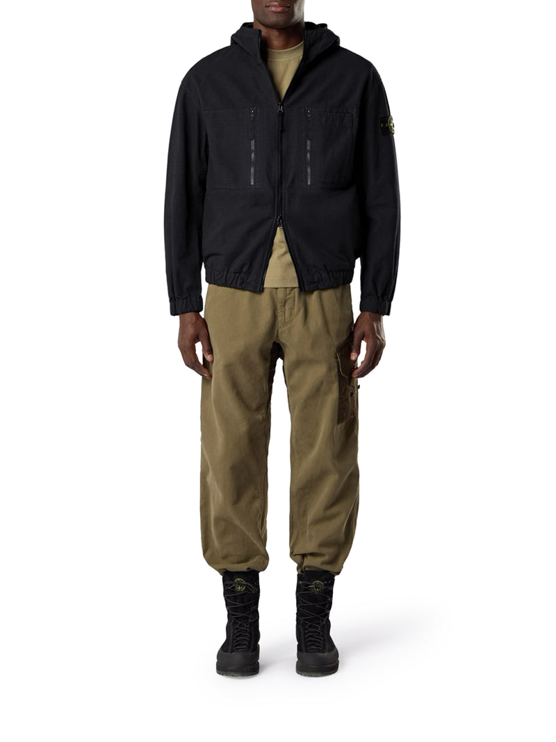 Stone Island Men Cotton Overshirt With Hood And Stone Island Badge STONE ISLAND