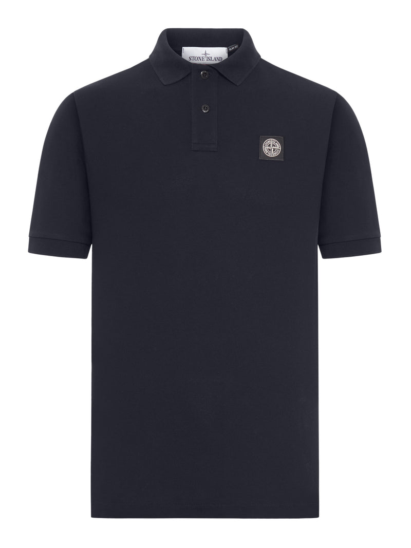 Stone Island Men Blue Navy Cotton Polo Shirt With Logo Patch STONE ISLAND