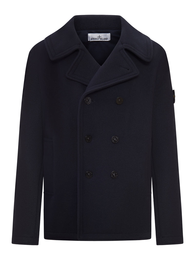 Stone Island Men Navy Blue Double-Breasted Wool And Cashmere Blend Jacket STONE ISLAND