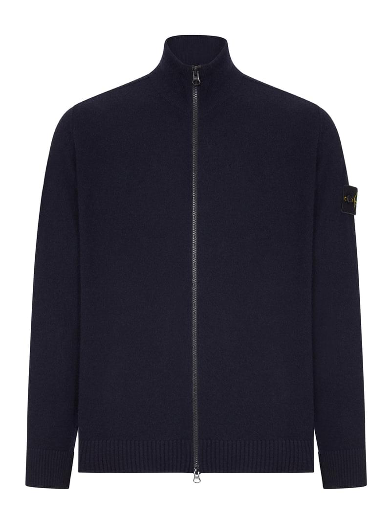 Stone Island Men Full Zip Wool Sweater With High Neck STONE ISLAND