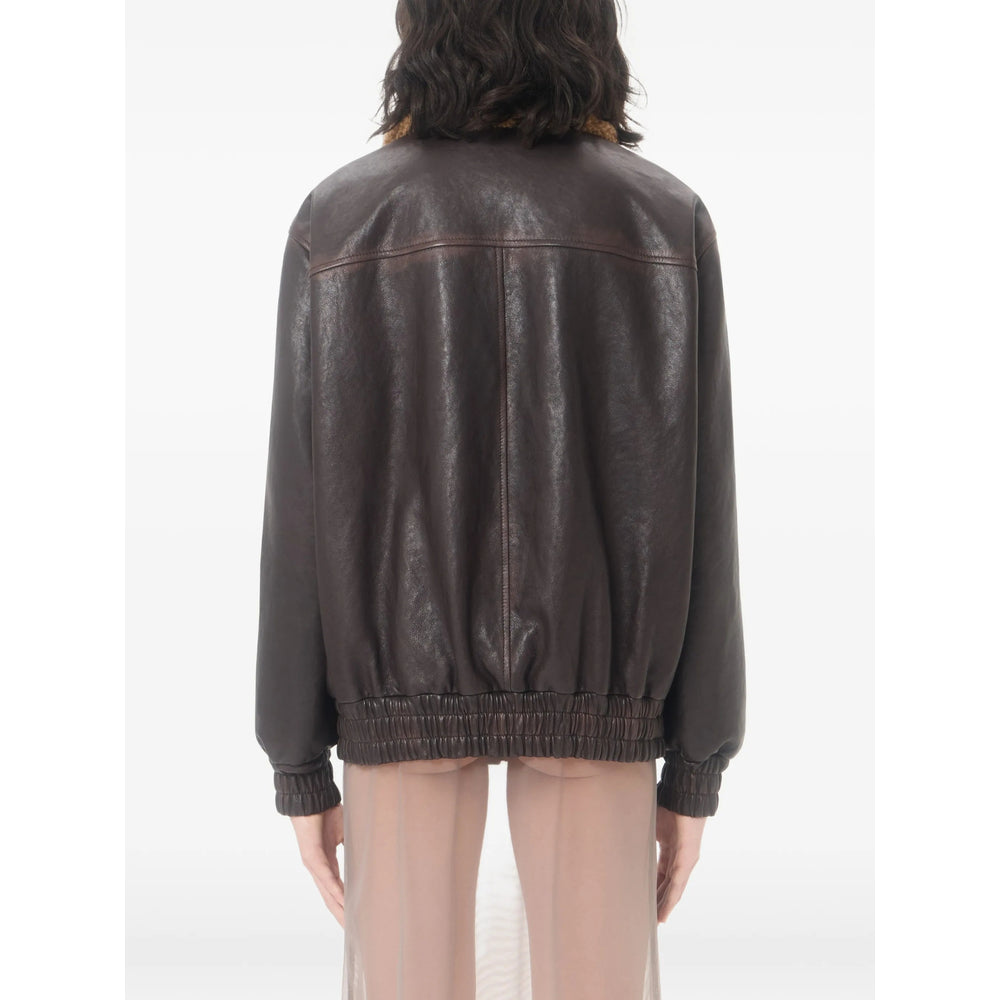 Valentino Brown Jackets - Leather Jackets Women VALENTINO