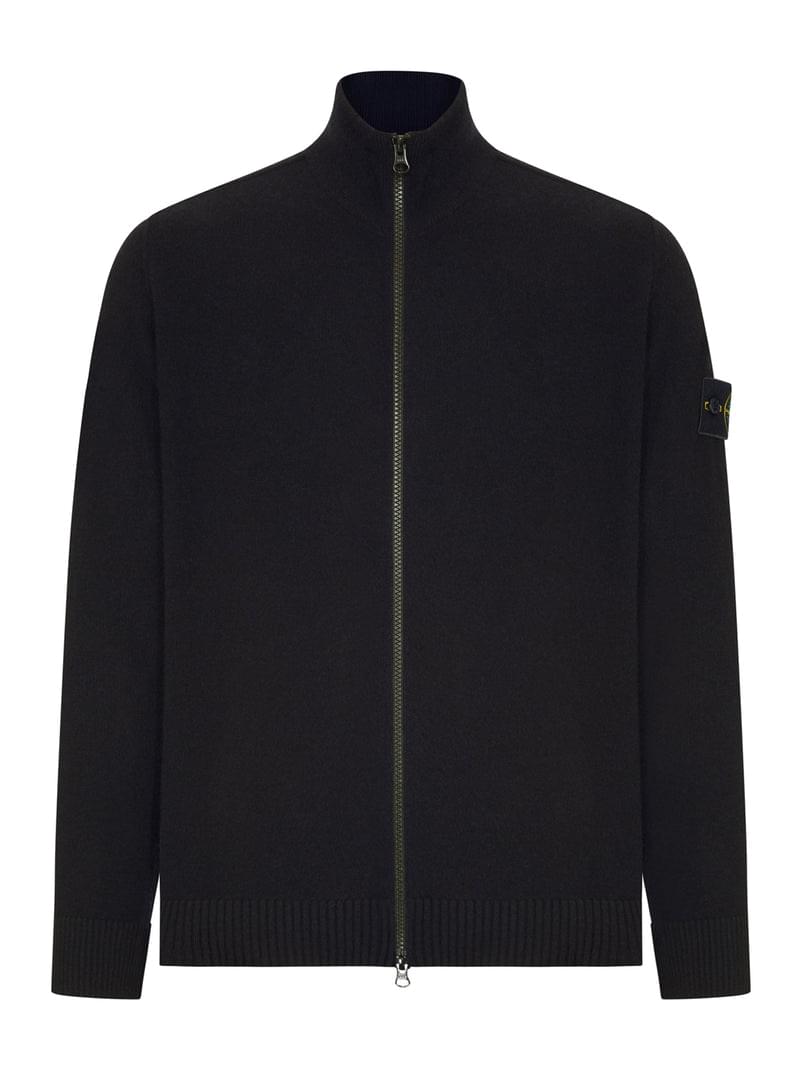 Stone Island Men Full Zip Wool Sweater With High Neck STONE ISLAND