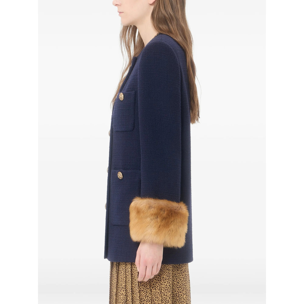 Valentino Blue Coats - Single Breasted Coats Women VALENTINO
