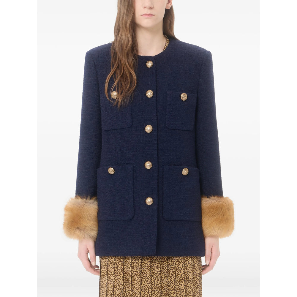 Valentino Blue Coats - Single Breasted Coats Women VALENTINO