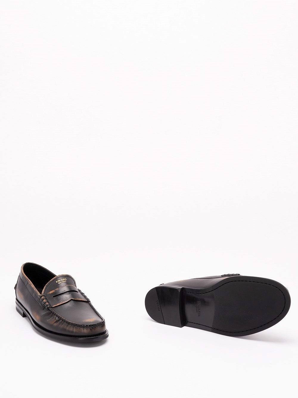 Prada Men Antiqued Leather Loafers PRADA