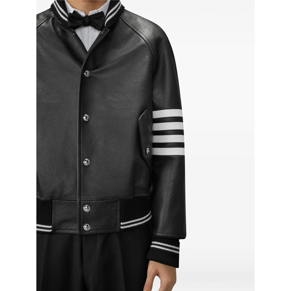 Thom Browne Black Jackets - Leather Jackets Men THOM BROWNE