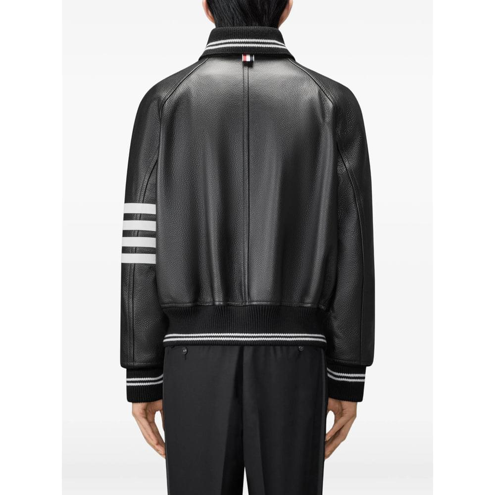 Thom Browne Black Jackets - Leather Jackets Men THOM BROWNE