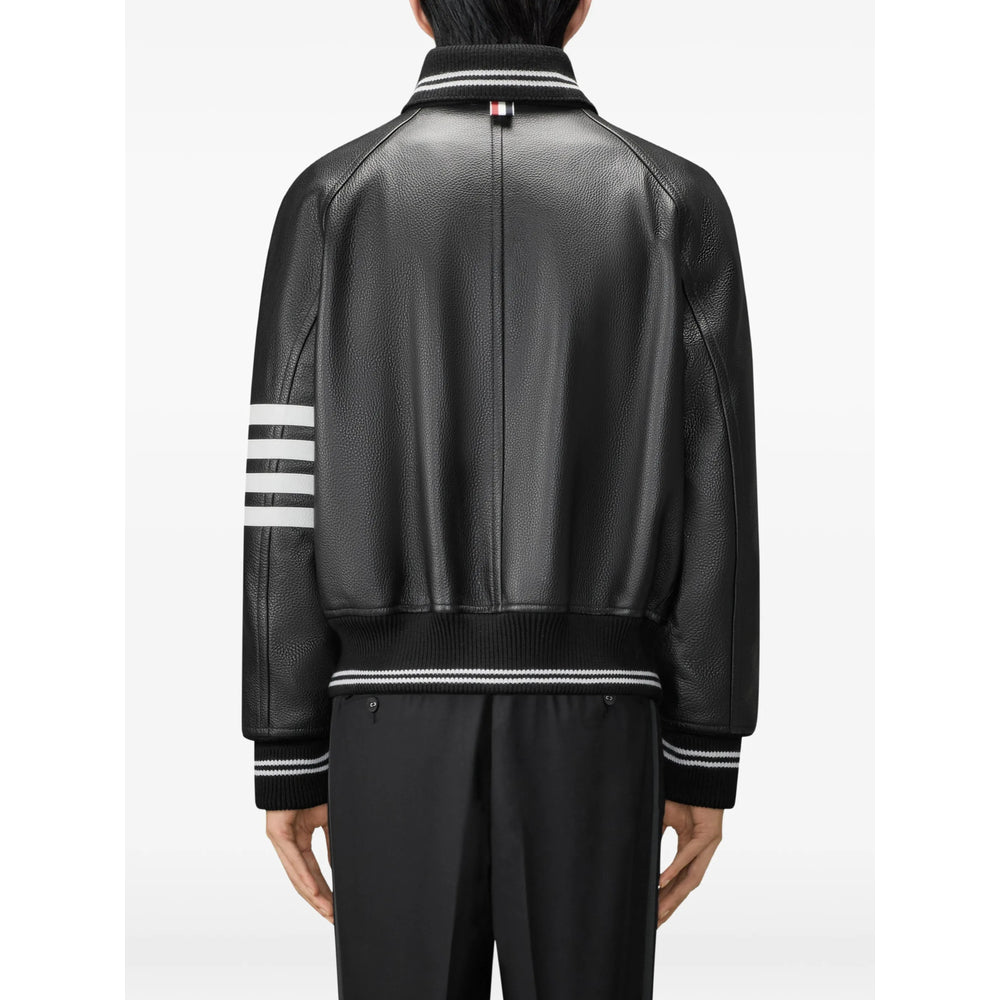 Thom Browne Black Jackets - Leather Jackets Men THOM BROWNE