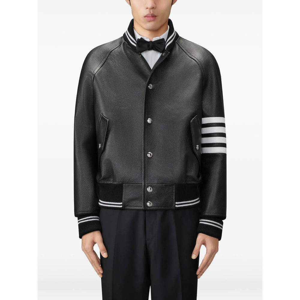 Thom Browne Black Jackets - Leather Jackets Men THOM BROWNE