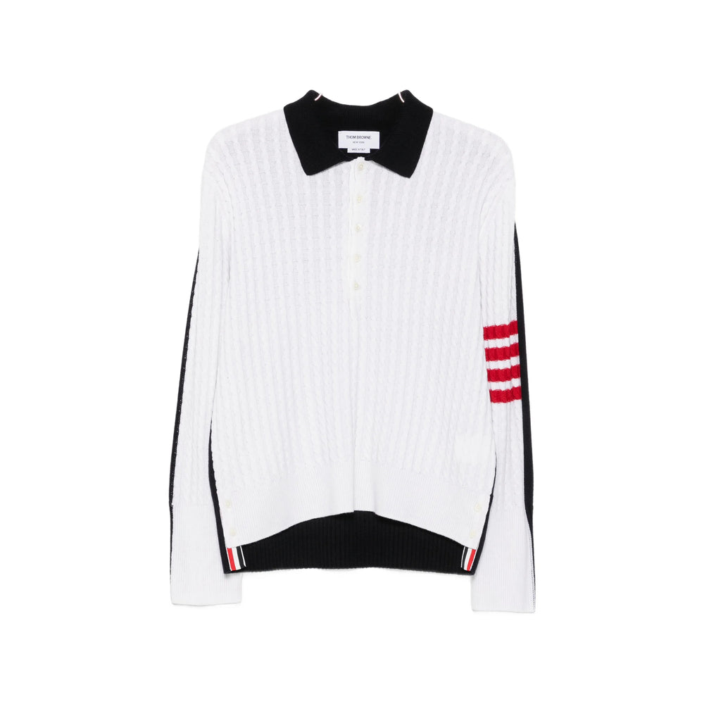 Thom Browne White Polo Shirts Men THOM BROWNE
