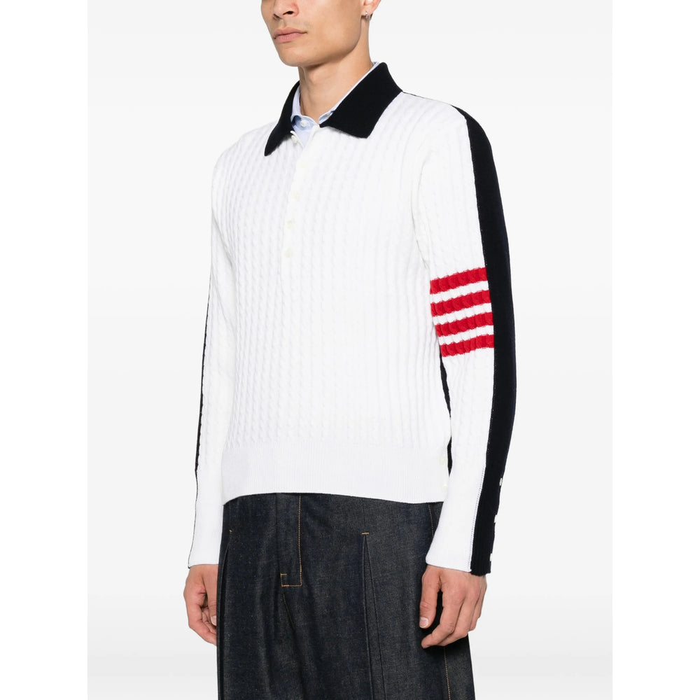 Thom Browne White Polo Shirts Men THOM BROWNE