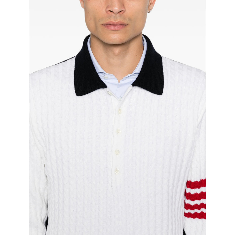 Thom Browne White Polo Shirts Men THOM BROWNE