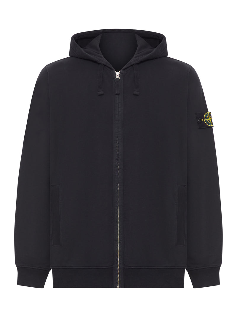 Stone Island Men Cotton Sweatshirt With Zip, Hood And Compass Logo STONE ISLAND