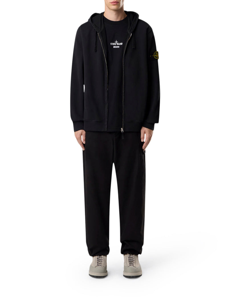 Stone Island Men Cotton Sweatshirt With Zip, Hood And Compass Logo STONE ISLAND