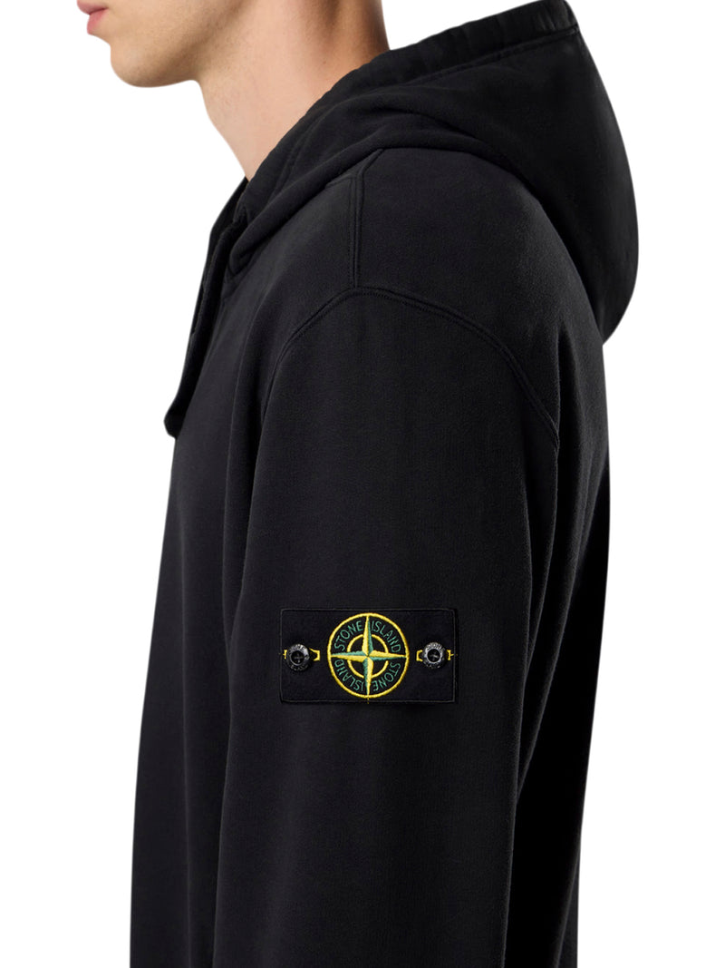 Stone Island Men Cotton Sweatshirt With Zip, Hood And Compass Logo STONE ISLAND