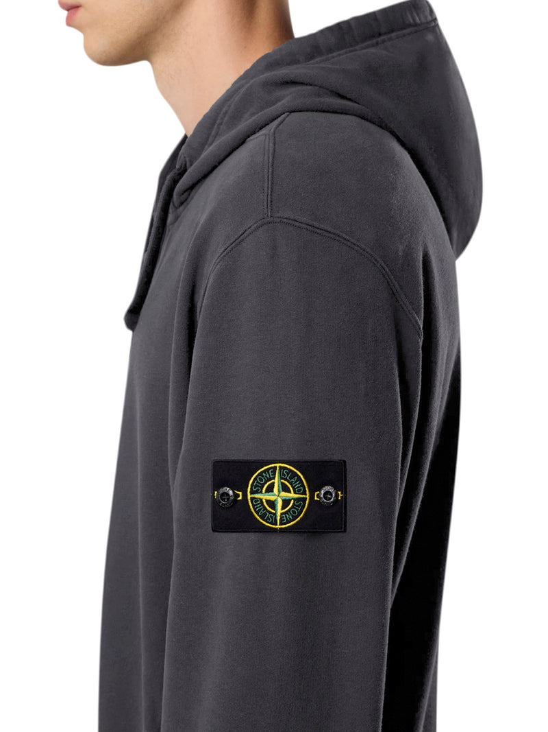 Stone Island Men Cotton Sweatshirt With Zip, Hood And Compass Logo STONE ISLAND