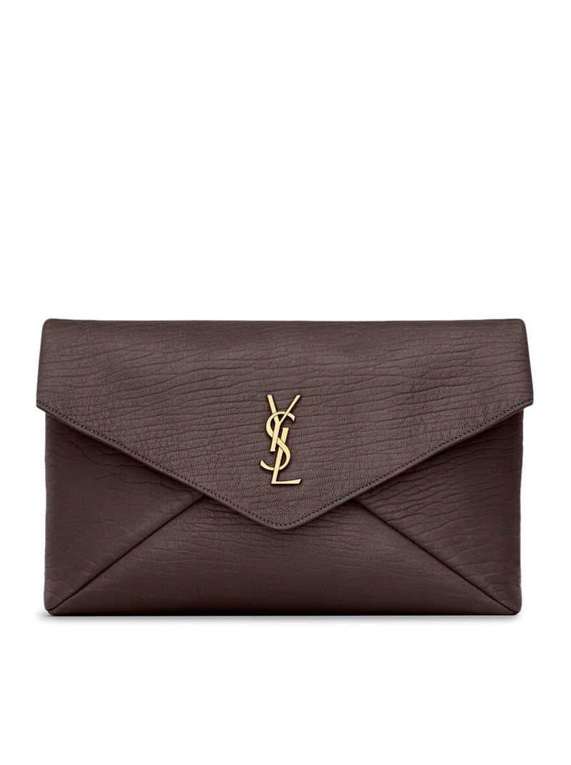 Saint Laurent Women Cassandre Large Lambskin Envelope Pouch SAINT LAURENT