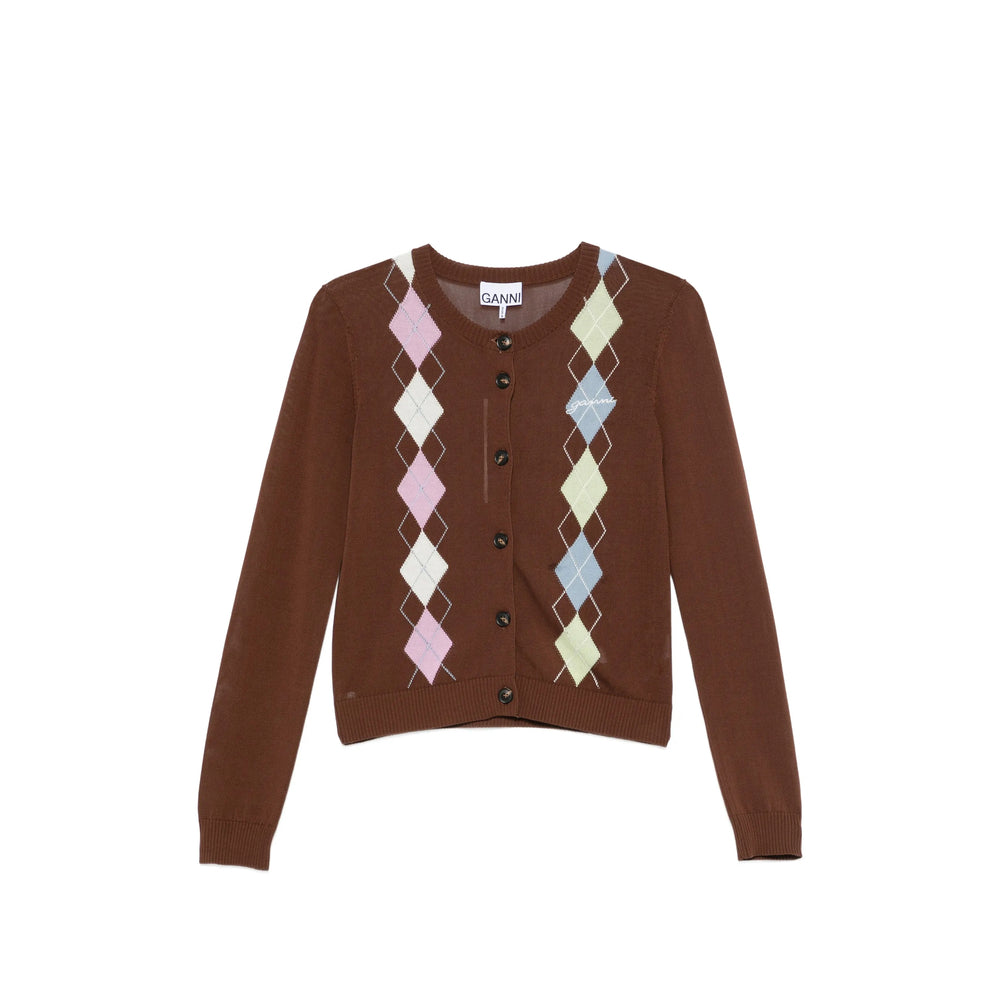 Ganni Brown Tops - Cardigans Women GANNI