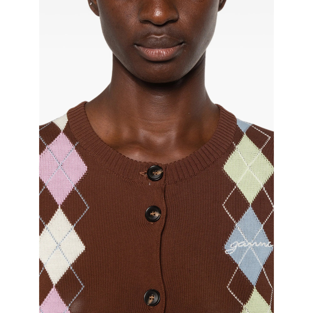Ganni Brown Tops - Cardigans Women GANNI