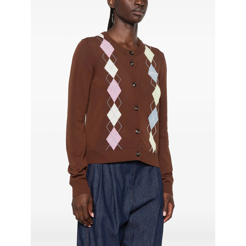 Ganni Brown Tops - Cardigans Women GANNI