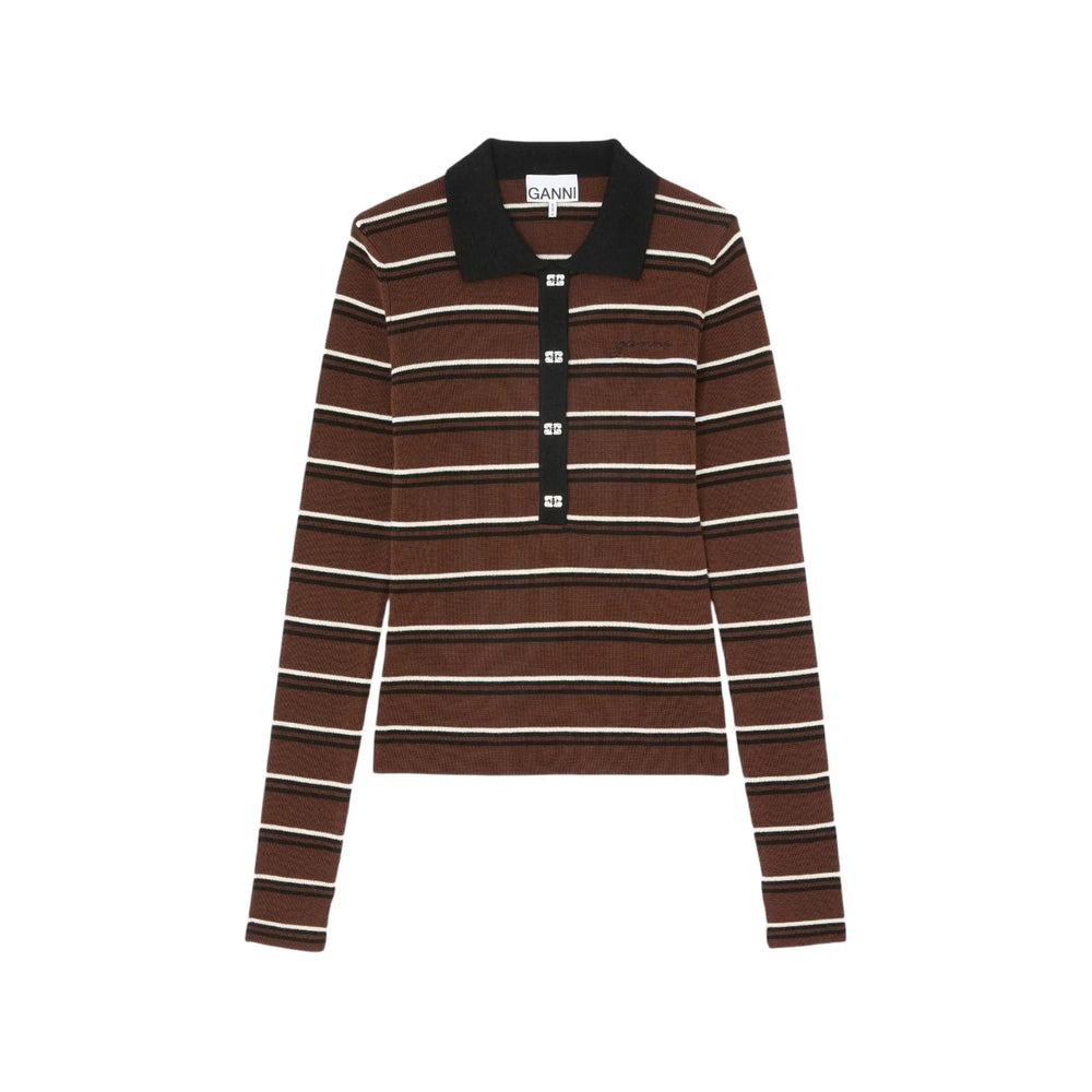 Ganni Brown Tops - Polo Tops Women GANNI