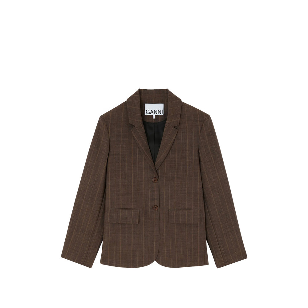 Ganni Brown Jackets - Blazers Women GANNI