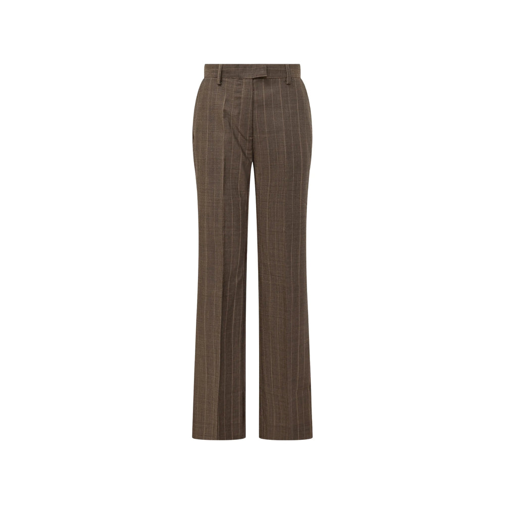 Ganni Brown Trousers - Straight Trousers Women GANNI