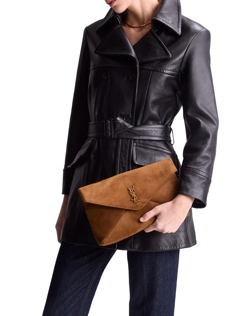 Saint Laurent Women Large Cassandre Envelope Clutch In Suede SAINT LAURENT