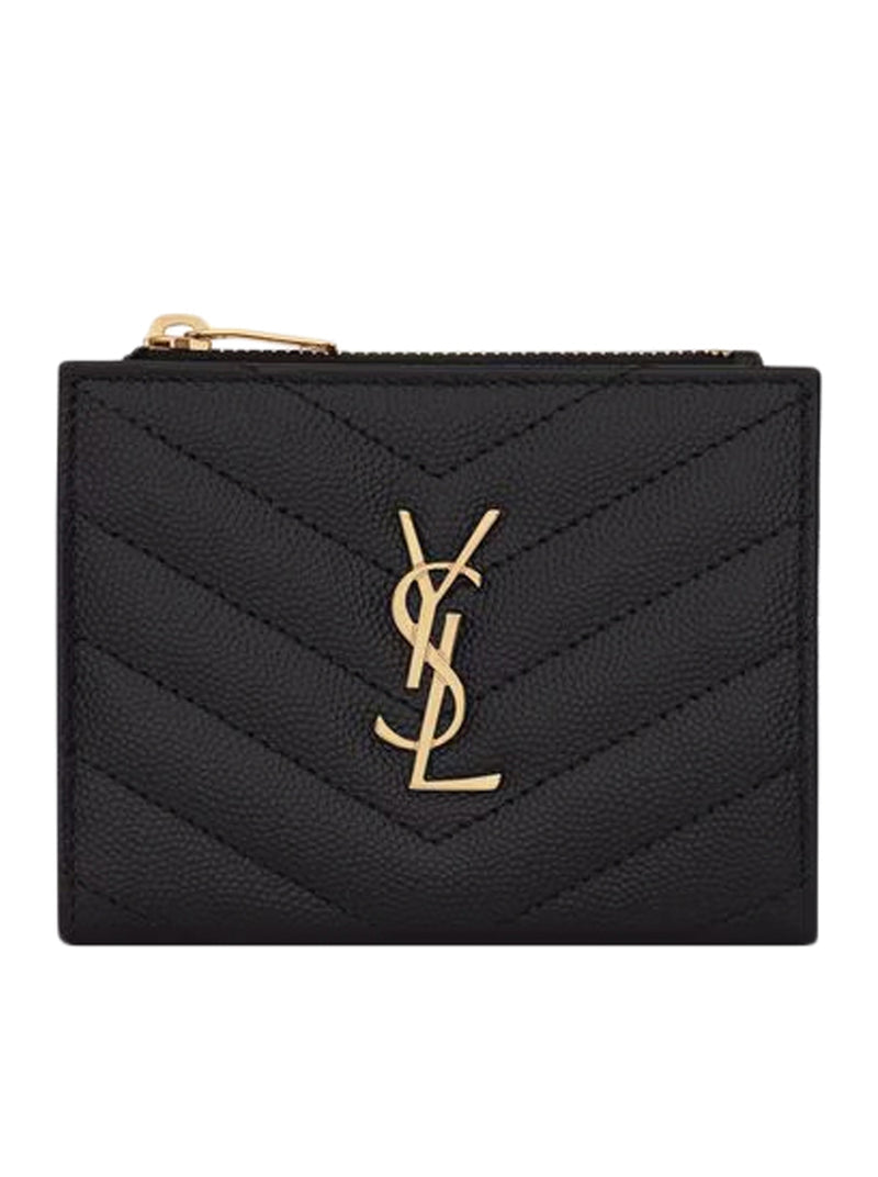 Saint Laurent Women Cassandre Quilted Bi-Fold Wallet In Powder Grain Embossed Leather SAINT LAURENT