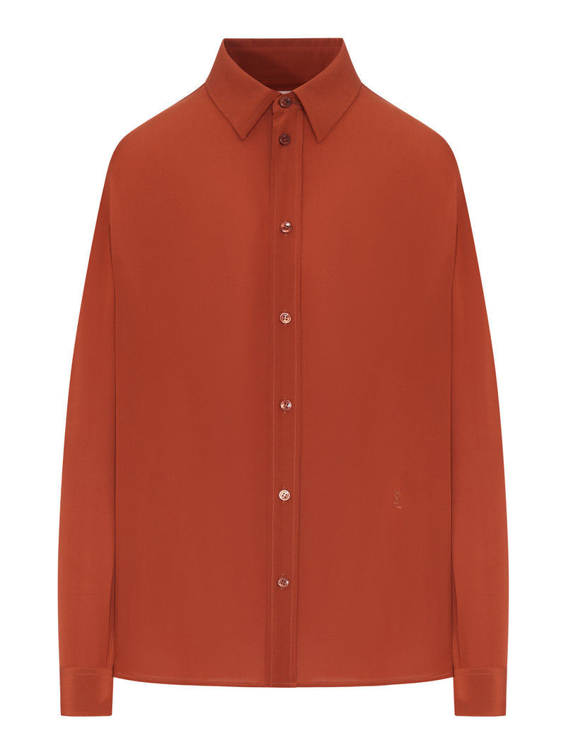 Saint Laurent Women Repe De Chine Shirt With Embroidery SAINT LAURENT