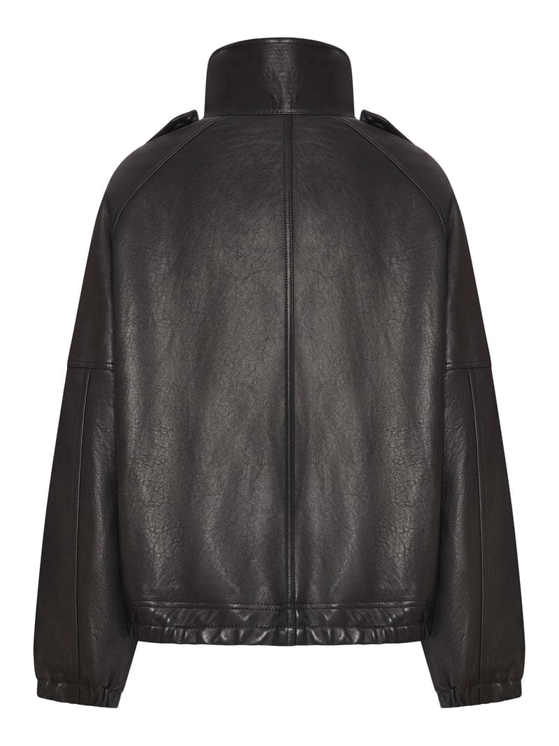 Saint Laurent Women Oversized Leather Jacket With High Collar SAINT LAURENT