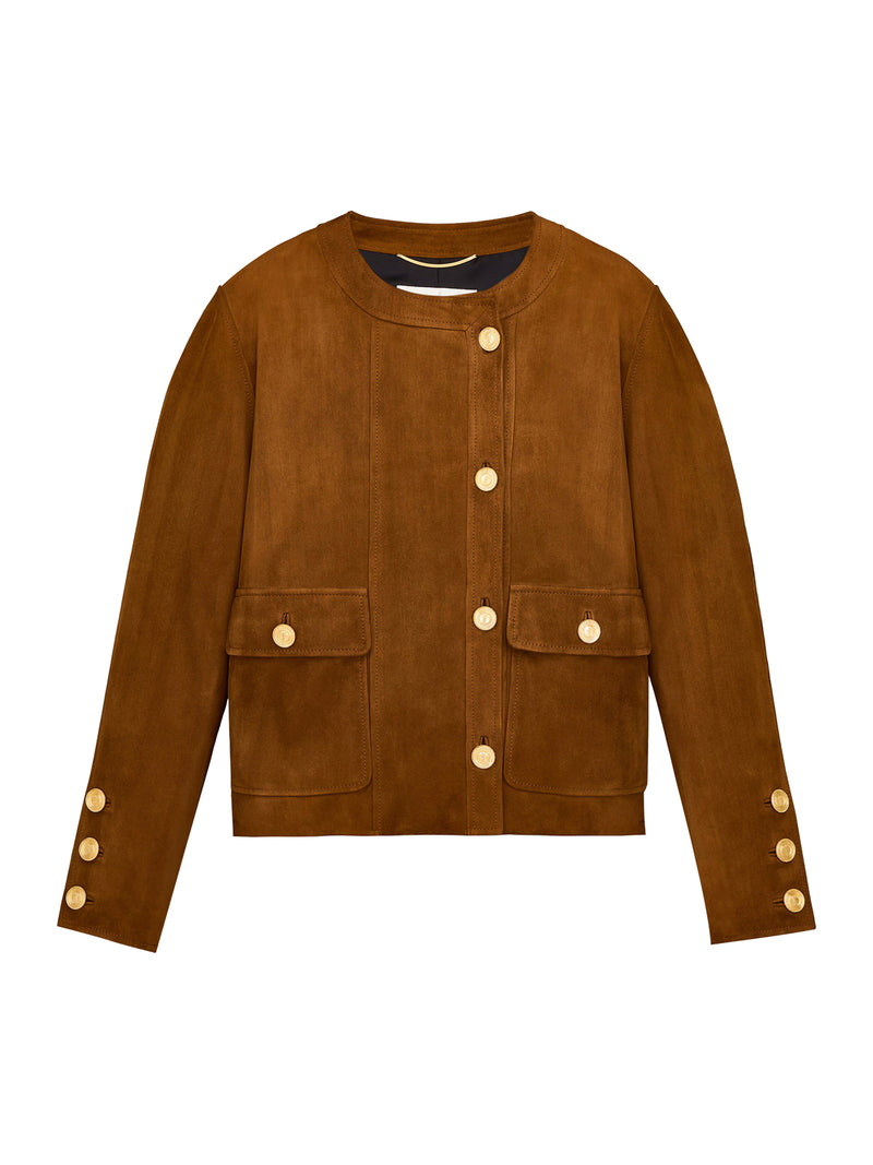 Saint Laurent Women Short Lamb Suede Jacket SAINT LAURENT