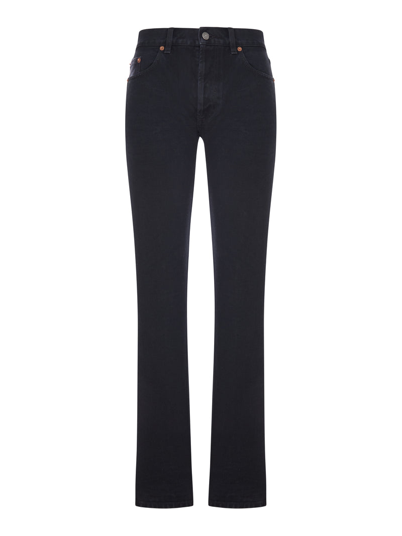 Saint Laurent Women Straight Jeans In Authentic Denim SAINT LAURENT