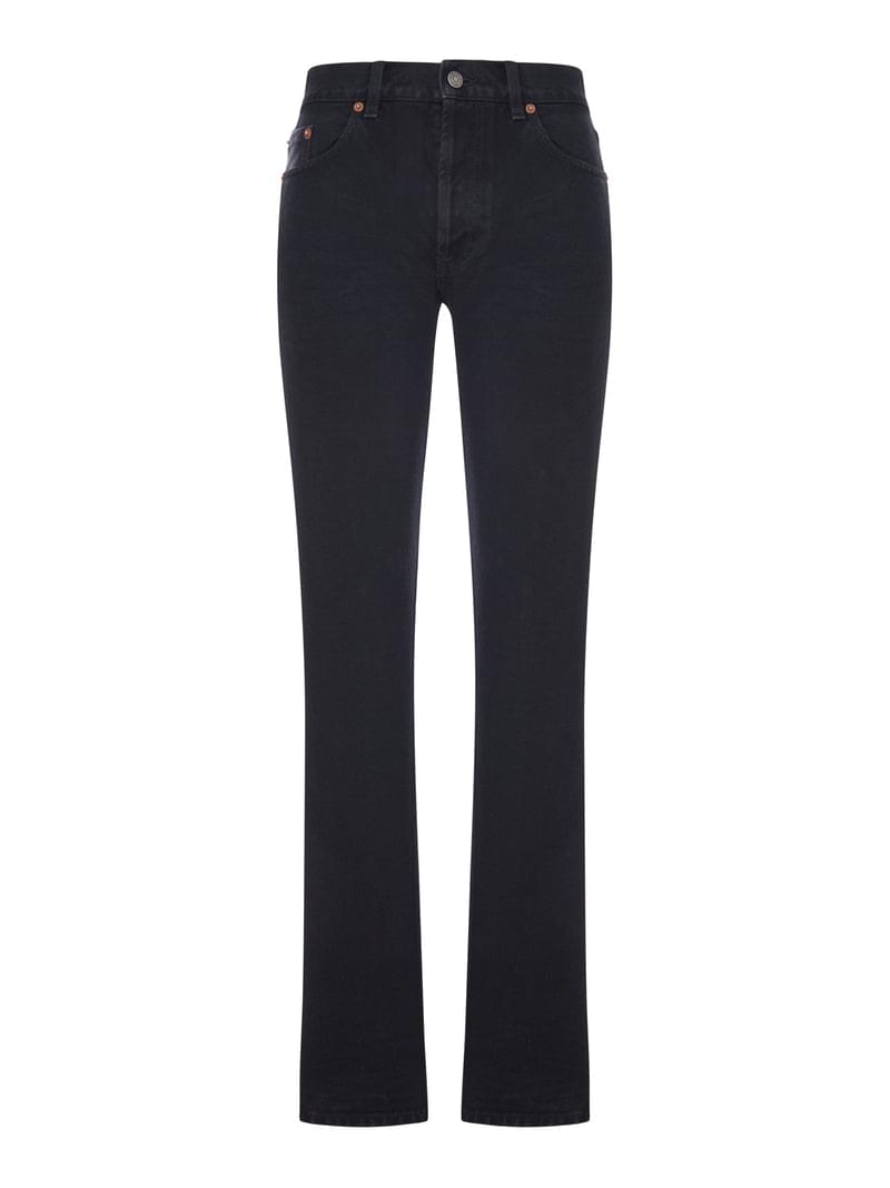 Saint Laurent Women Straight Jeans In Authentic Denim SAINT LAURENT