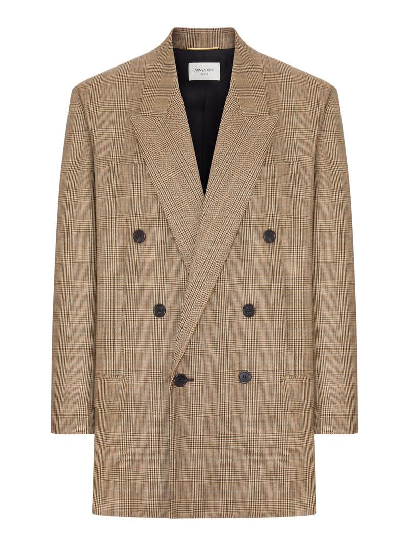 Saint Laurent Women Prince Of Wales Houndstooth Wool Jacket SAINT LAURENT