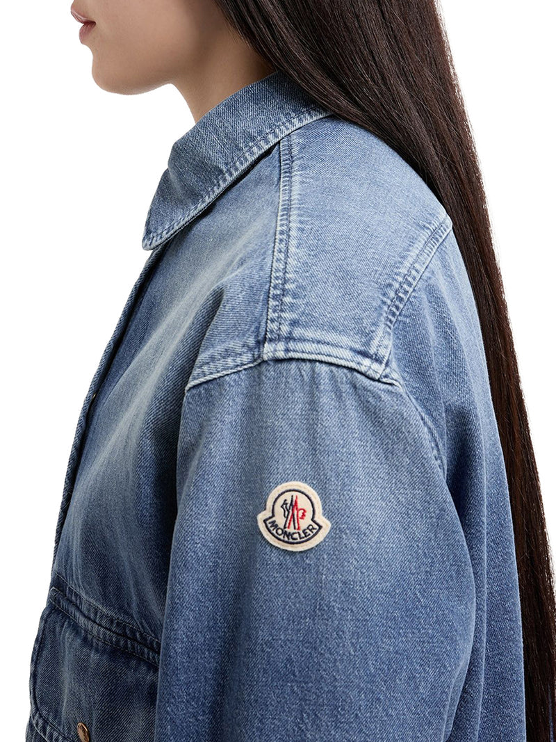 Moncler Women Denim Shirt With Teddy Trim MONCLER