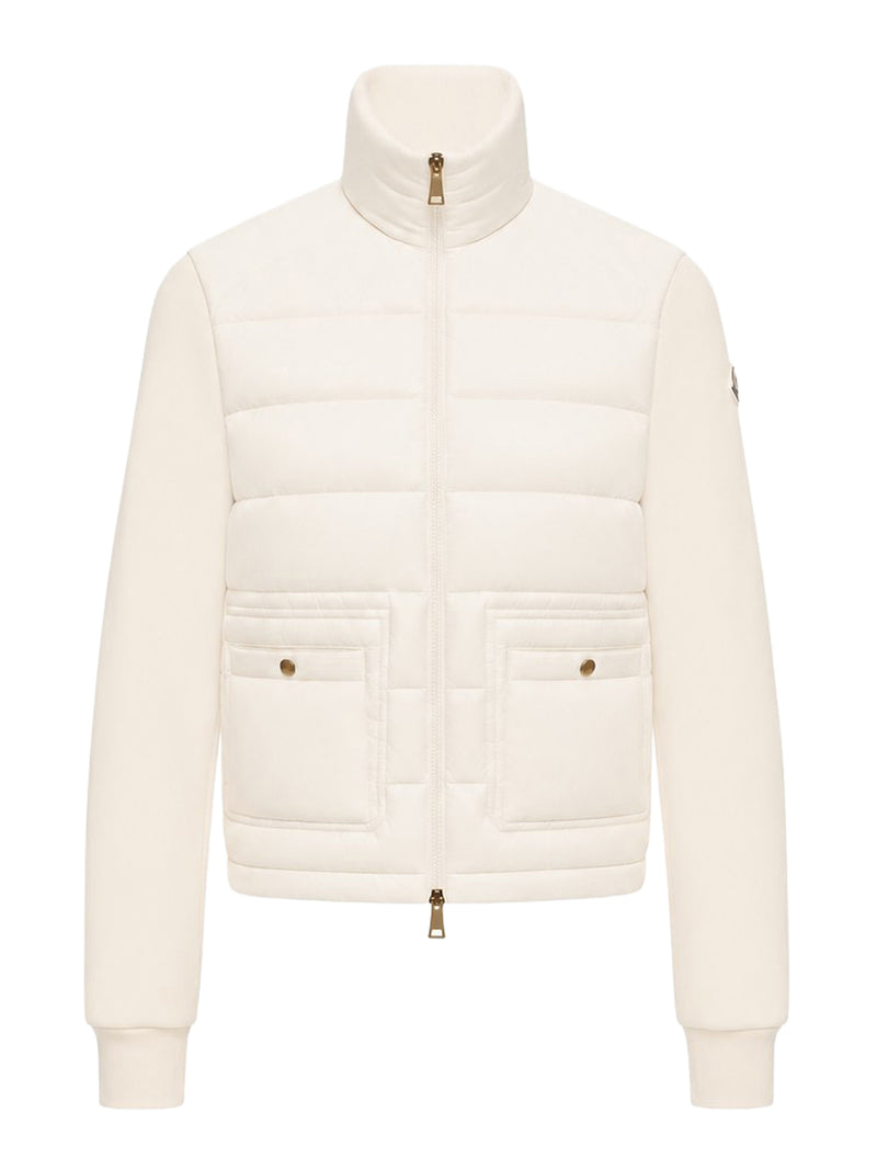 Moncler Women Cotton Zip-Up Sweatshirt With Nylon Front MONCLER