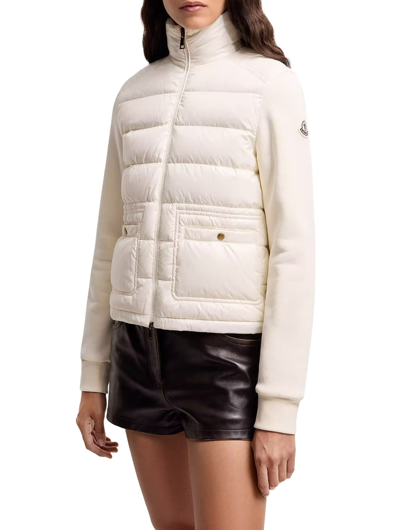 Moncler Women Cotton Zip-Up Sweatshirt With Nylon Front MONCLER