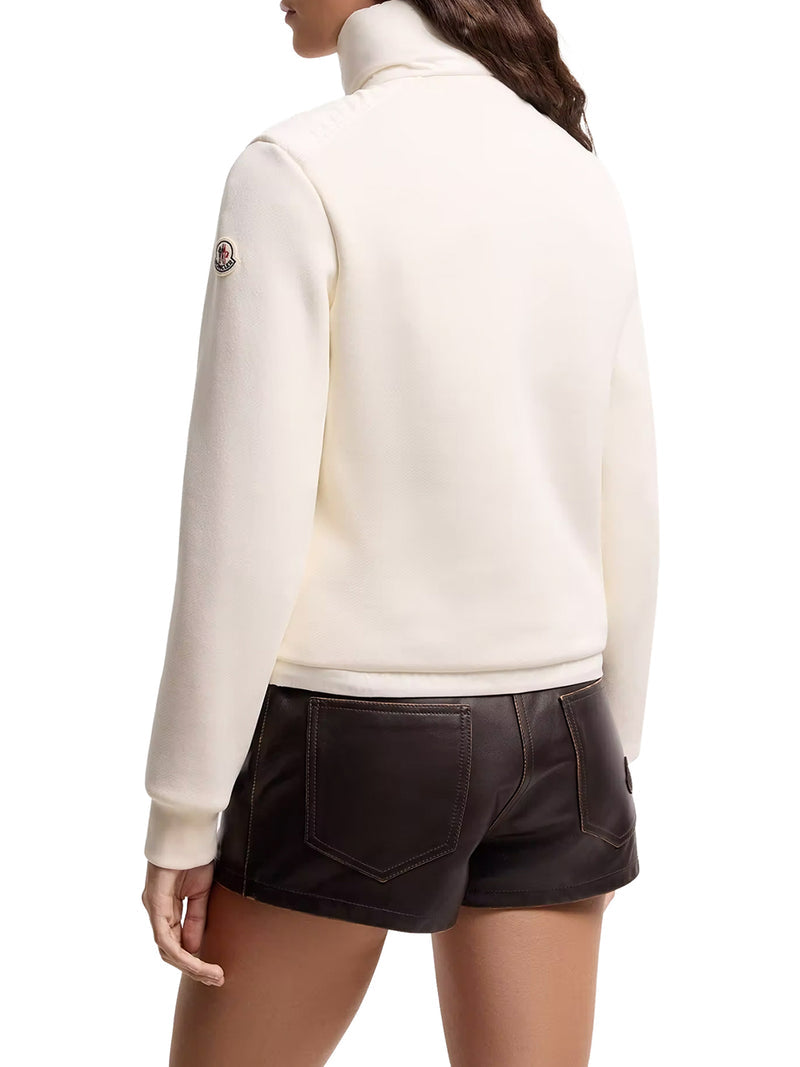 Moncler Women Cotton Zip-Up Sweatshirt With Nylon Front MONCLER