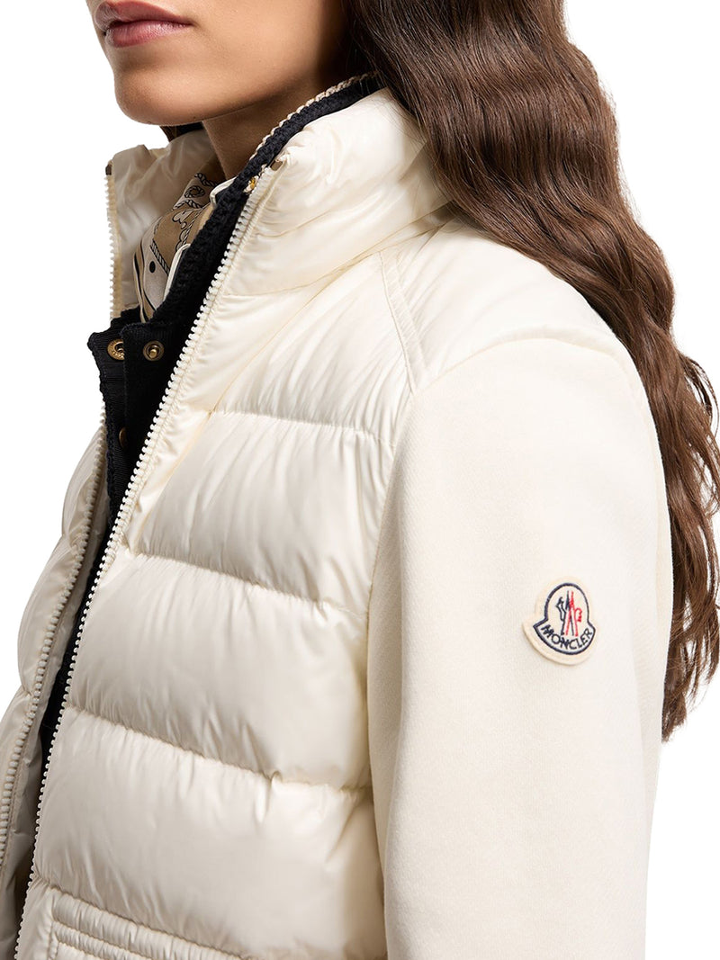 Moncler Women Cotton Zip-Up Sweatshirt With Nylon Front MONCLER