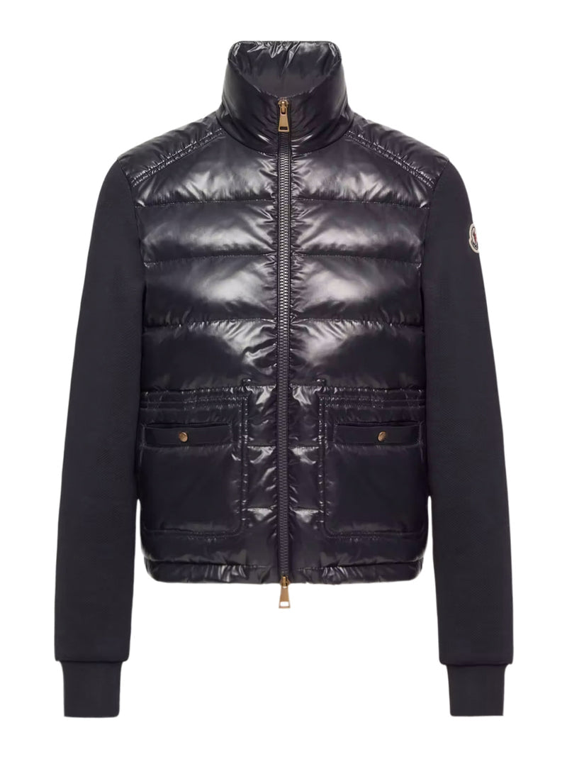Moncler Women Cotton Zip-Up Sweatshirt With Nylon Front MONCLER