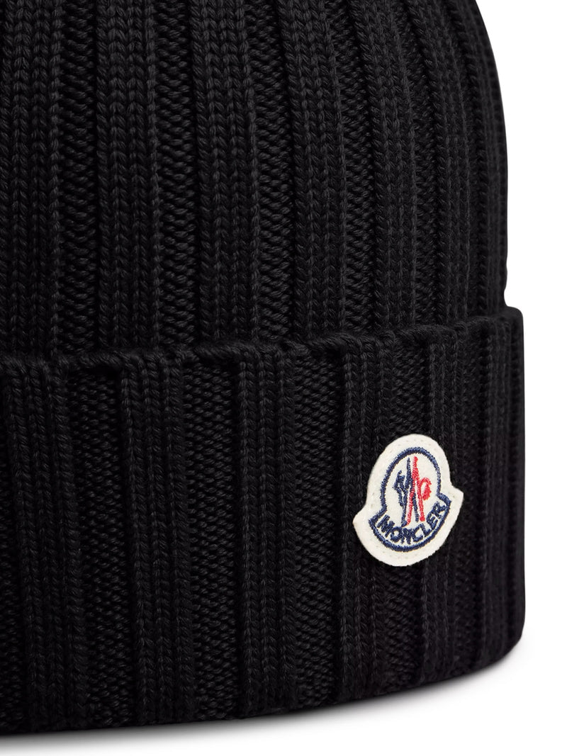 Moncler Women Logo-Embroidered Wool Beanie MONCLER