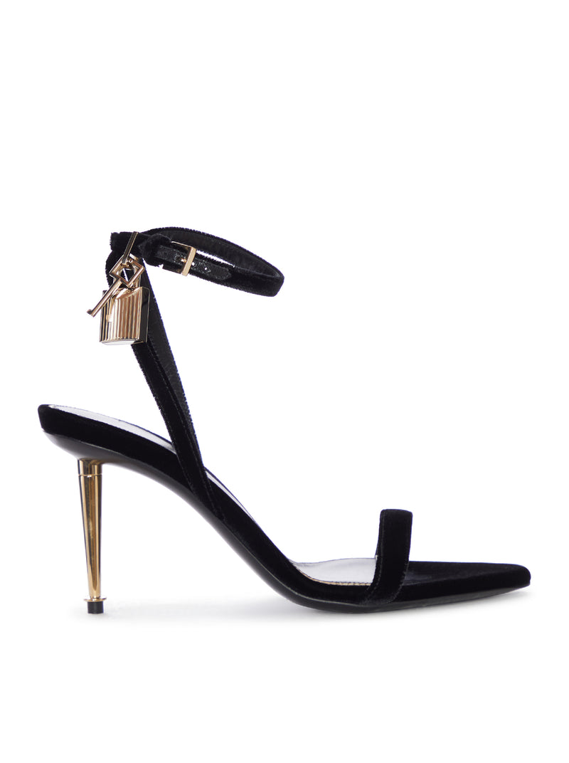 Tom Ford Women Velvet Sandal With Strap And Metallic Heel TOM FORD