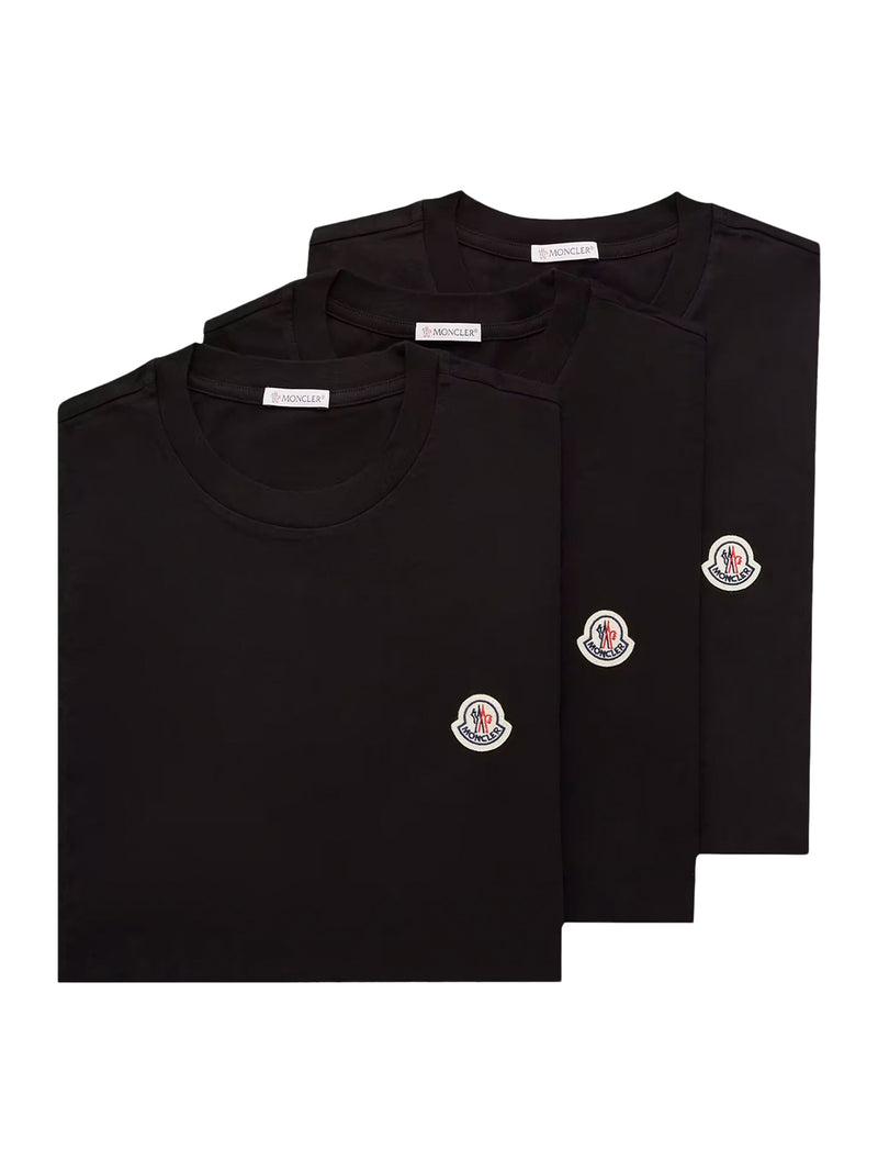 Moncler Men Cotton T-Shirt With Logo Patch (Set Of Three) MONCLER