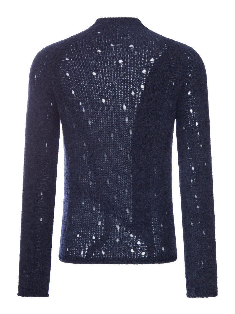 Our Legacy Men Blue Mélange Alpaca Sweater With An Irregular Texture OUR LEGACY