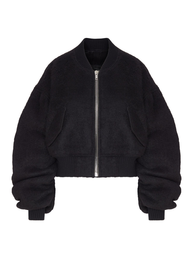 Rick Owens Women Cropped Alpaca Wool Bomber Jacket With Zip RICK OWENS