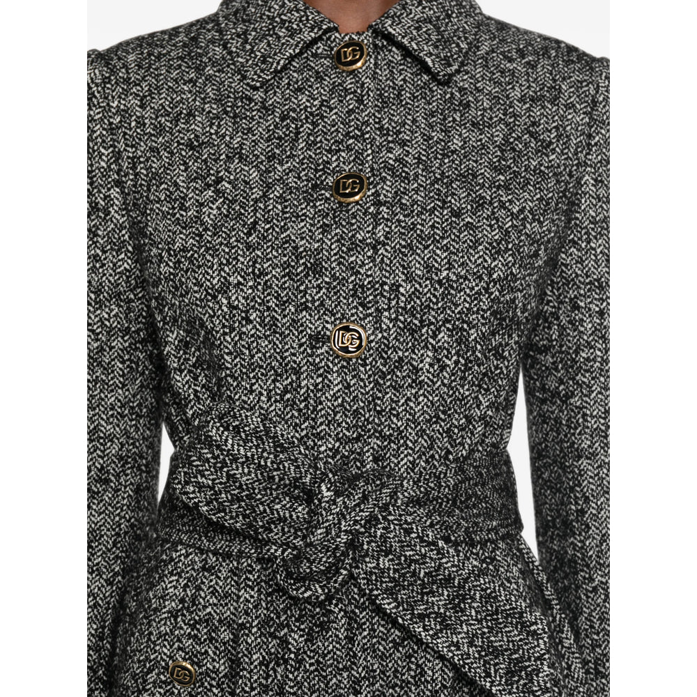 Dolce & Gabbana Grey Coats - Single Breasted Coats Women DOLCE & GABBANA
