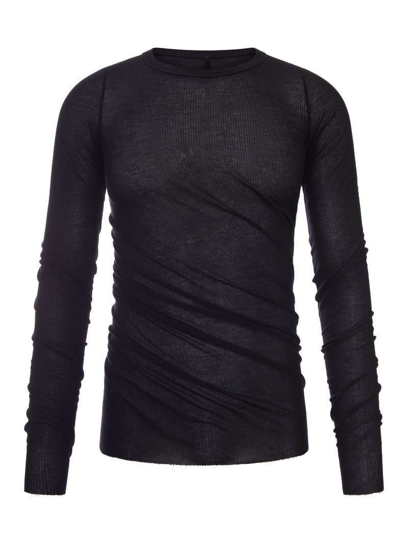 Rick Owens Men Semi-Transparent Ribbed T-Shirt With Draping RICK OWENS