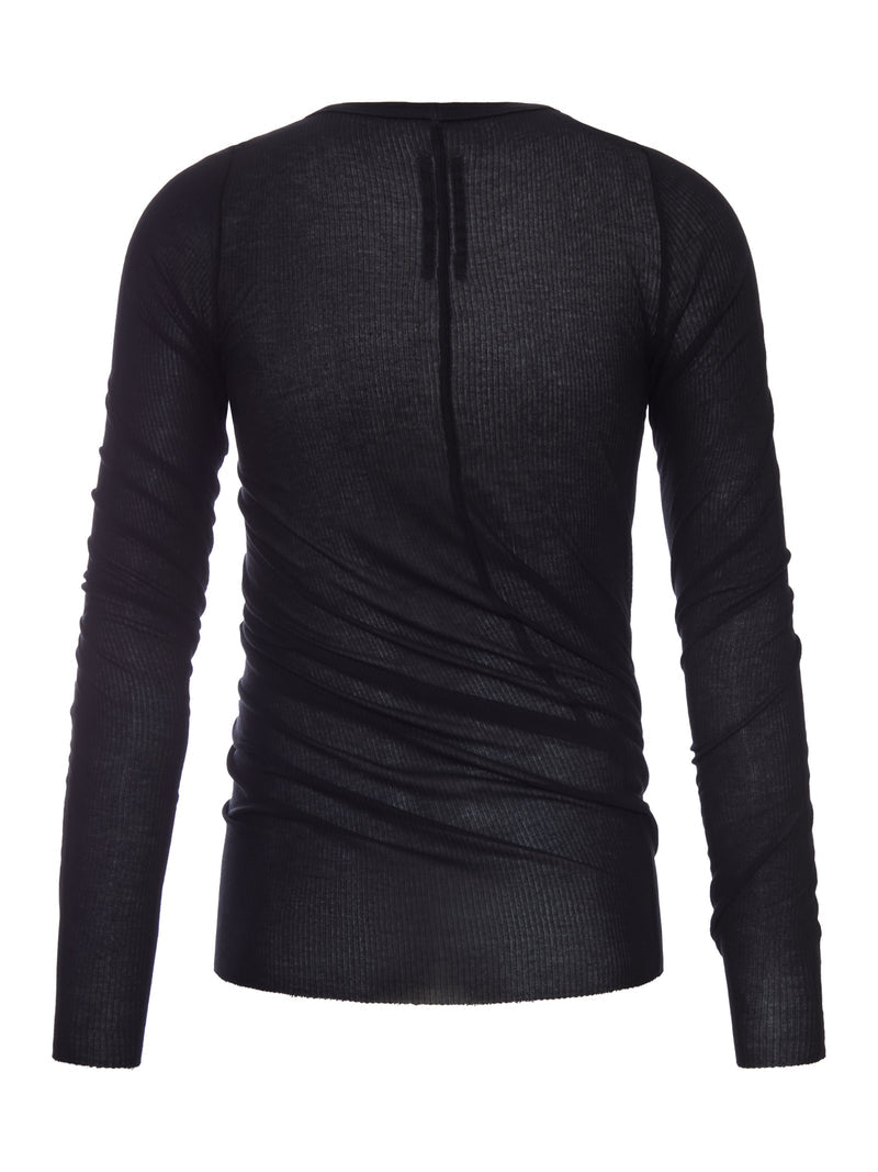 Rick Owens Men Semi-Transparent Ribbed T-Shirt With Draping RICK OWENS