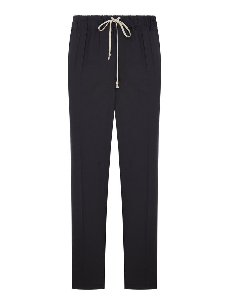 Rick Owens Men Slim Drawstring Wool Trousers With Drawstring RICK OWENS